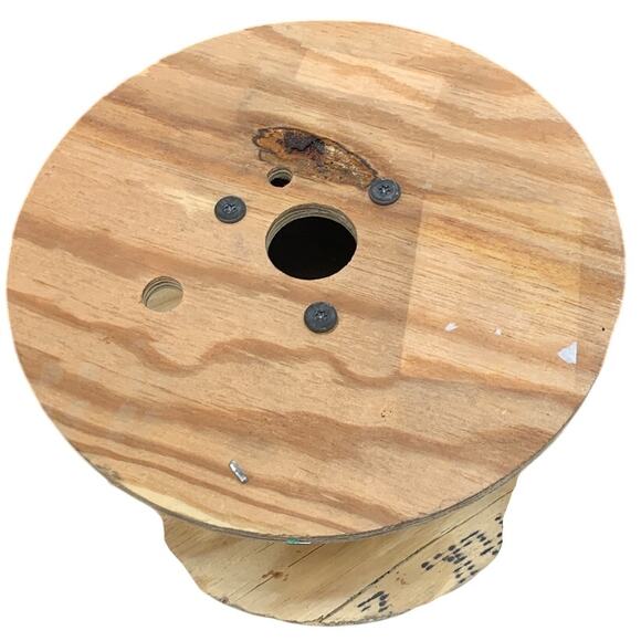 Used 11.5" Diameter Wooden Cardboard Center Plywood Spool Craft Supply Decor - Picture 3 of 4